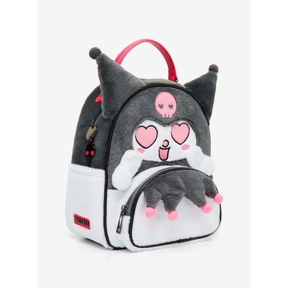 Sanrio Kuromi Heart Eyes Figural Mini Backpack Faux Fur 3D Ears Sealed In A Bag - Picture 2 of 11